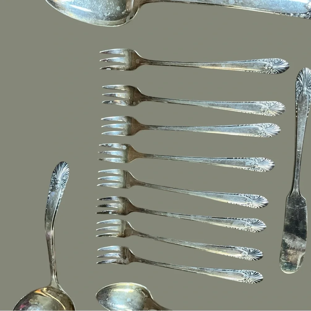 Crown Silver Plate Accessory Pieces Nineteen in Total Vintage